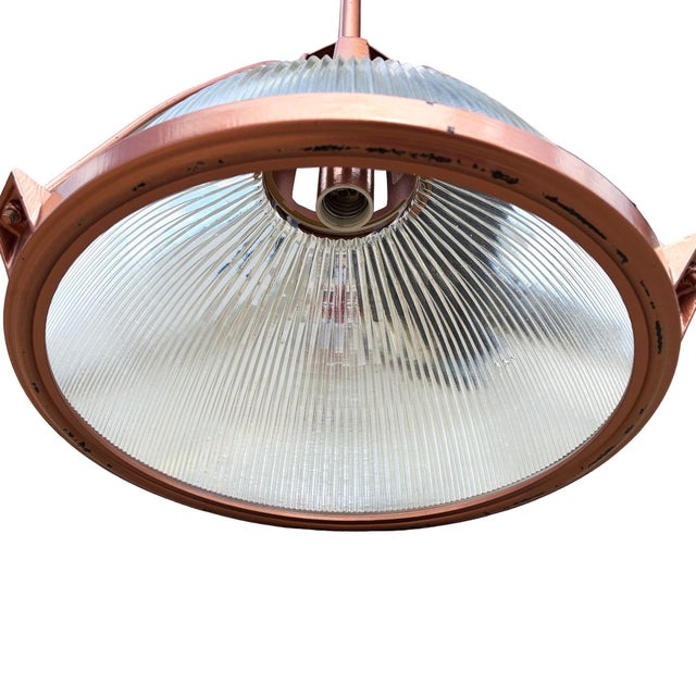 Copper 1950s Mid Century Modern Holophane Pendant Ceiling Light Copper-Tone Finish For Sale - Image 8 of 8