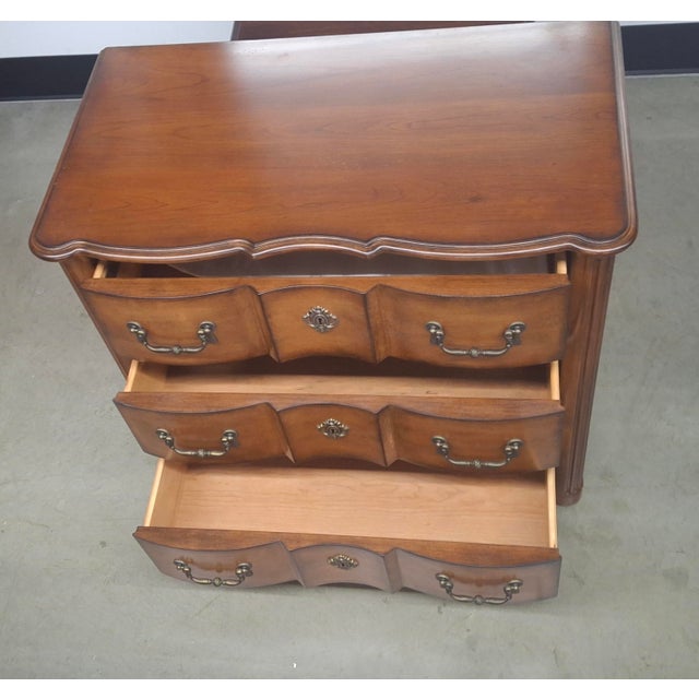 Early 21st Century Pristine Drexel Heritage Block Front French Fruitwood Chest of Drawers, a Pair For Sale - Image 5 of 9
