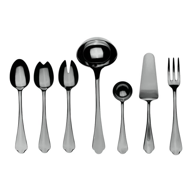 Mepra Dolce Vita 7-Piece Serving Set, Mirror Oro Black For Sale