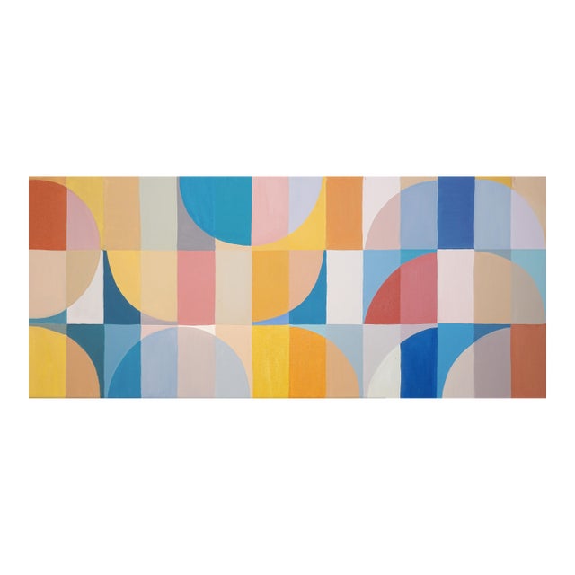 2026, Color Field Grid Painting, Bauhaus Style, Summer Prism, Primary Tones Acrylic Paint on Canvas by Natalia Roman For Sale