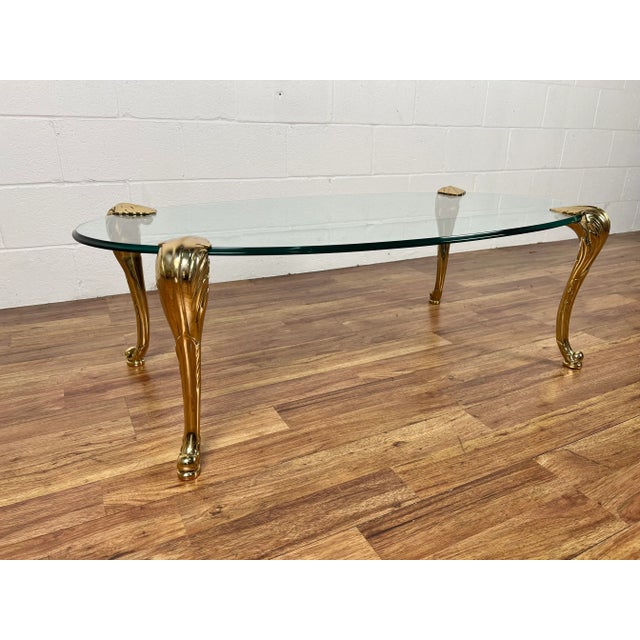 Mid-Century Modern 1950s Mid-Century Modern Maison Jansen Style Brass and Glass Coffee Table For Sale - Image 3 of 10