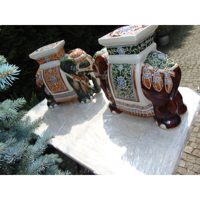 1980s Vintage Ceramic Elephant Flower Beds, Set of 2 For Sale - Image 5 of 11