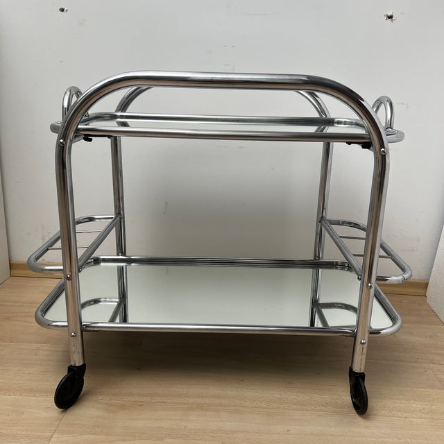 Art Deco Chromed Steel Bar Cart by Robert Mallet-Stevens, France, 1925 For Sale - Image 14 of 18