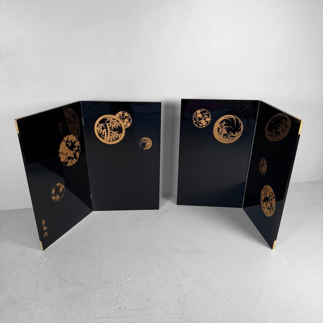 Mid-Century Modern Vintage Japanese Folding Screens, 1970s, Set of 2 For Sale - Image 3 of 18