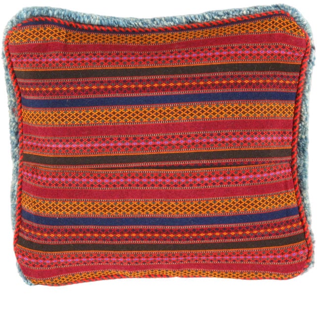 This Gabbeh pillow is made of high-quality LAMBS WOOL The piece was crafted with good workmanship. Gabbeh rugs are made by...