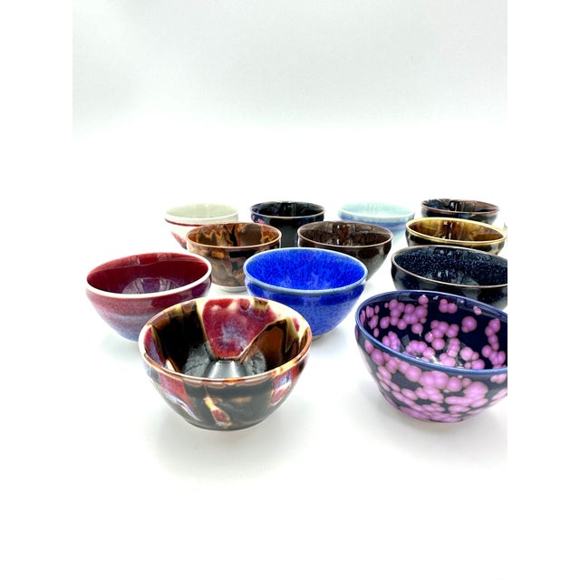 Japanese Arita Porcelain Sake Cup Set, Handcrafted Guinomi by Shinemon Kiln, Artisan Japanese Ceramic Art with box - 16 pcs For Sale - Image 3 of 5