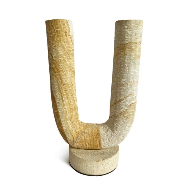 Palomino Sandstone Candle Stand For Sale In Los Angeles - Image 6 of 7