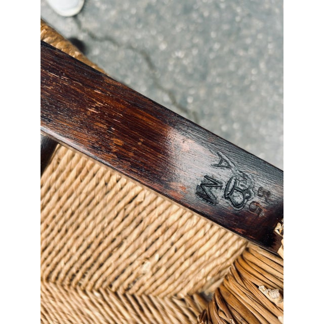 Mid 19th Century Antique , Late 19th Century, English Ladder Back Chairs With Original Rush Seats. Set of 4 For Sale - Image 5 of 14