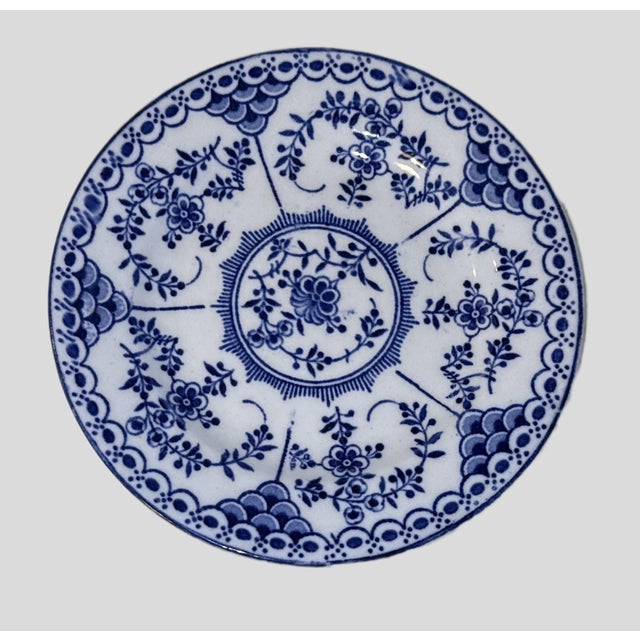 Blue Blue and White Vintage & Antique Wall Plate Collection — Set of 9, Currier & Ives, Coalport Indian Tree, Burleigh Burslem For Sale - Image 8 of 14