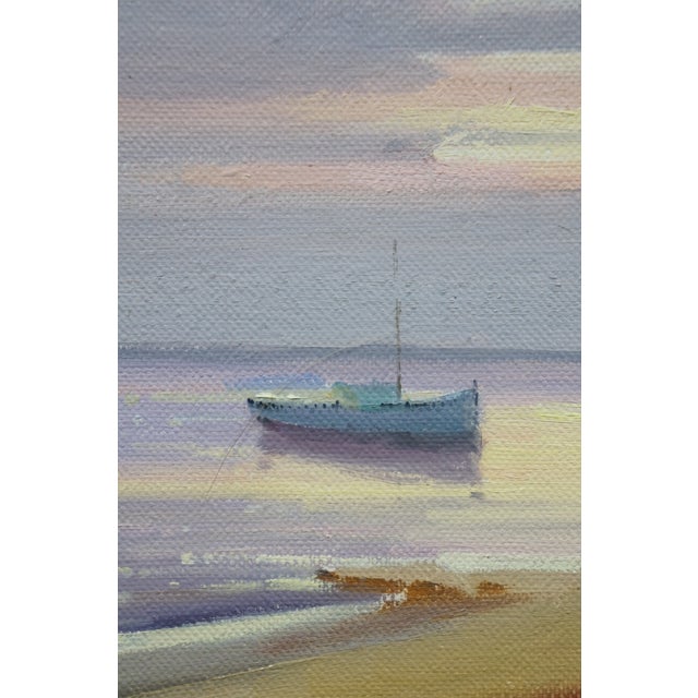 Late 20th Century Salvador Caballero 'Costa Brava' Coastal Landscape Seascape Harbor Painting 22" For Sale - Image 5 of 13