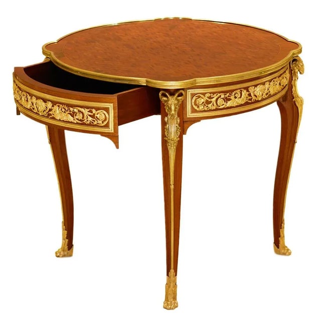 Late 19th Century Louis XV Mahogany Table Decorated with Marquetry attributed to Francois Linke For Sale - Image 3 of 7