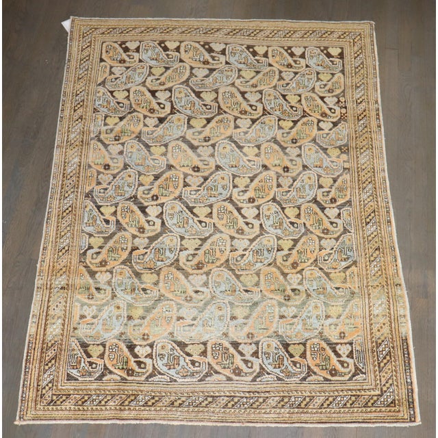 Afshar Boteh Design Antique Rug - 4'3" x 5'11" For Sale - Image 4 of 7