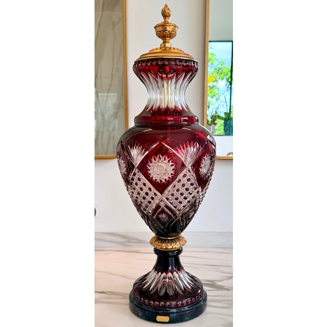 Mediterranean Soher Red Crystal & 24k Gold Amphora & Crystal Bowl Set For Sale - Image 3 of 3