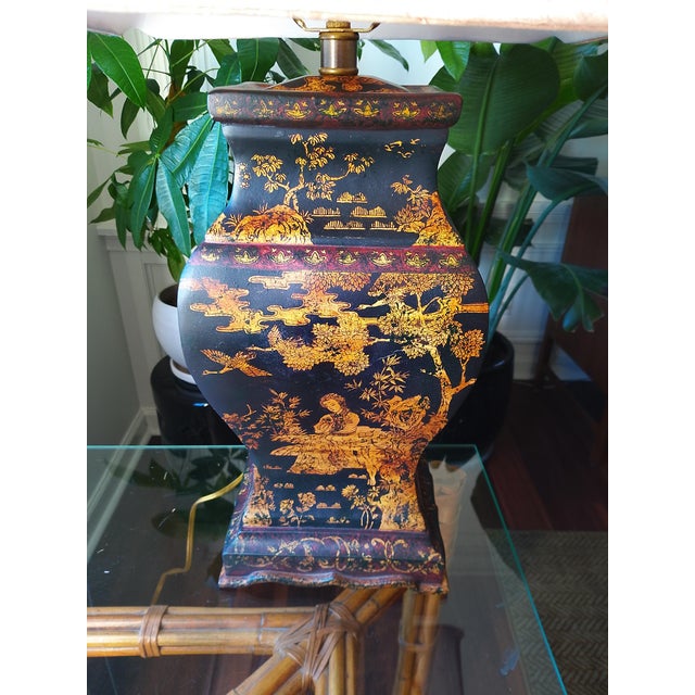 Late 20th Century Late 20th Century Frederick Cooper Attributed Chinoiserie Lamp With Silk Pagoda Shade For Sale - Image 5 of 10