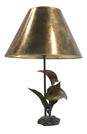 Table Lamp with Bronze Base and Flowers, France, Set of 2