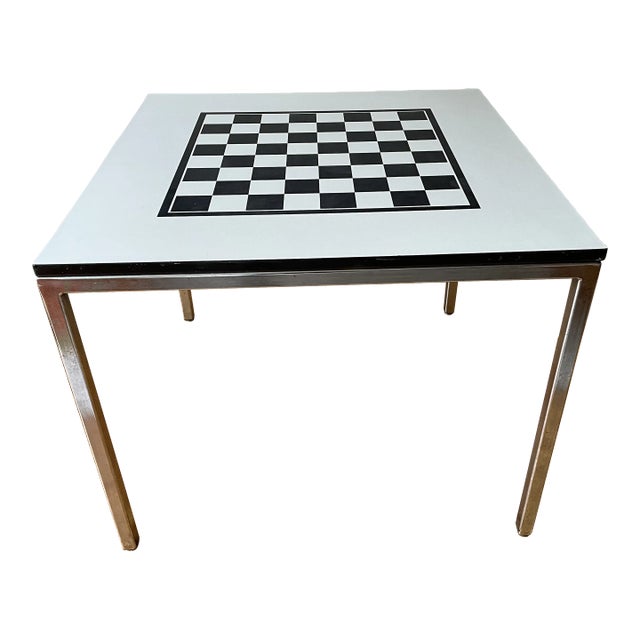 1970s Postmodern Chrome Game or Card Table For Sale