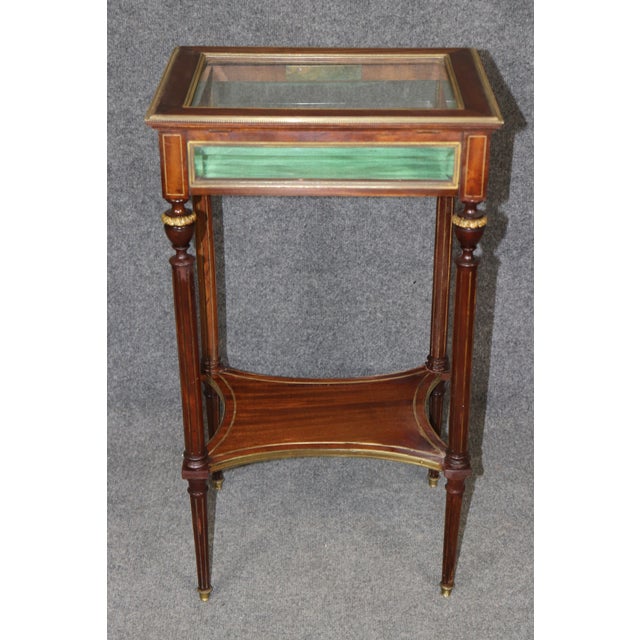 Petite Antique French Louis XVI Style Bronze Mounted Table Vitrine For Sale - Image 11 of 14