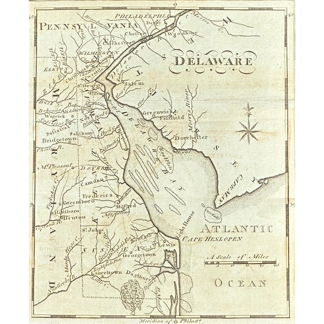 Original engraving by Matthew Carey, published by Joseph Scott in 1795. This map is from the 2nd atlas of America and...