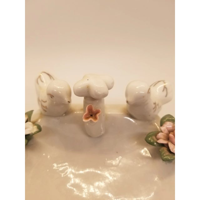 Vintage Ceramic Sink With Birds, Capidumonte Flowers & Faucet Soap Dish