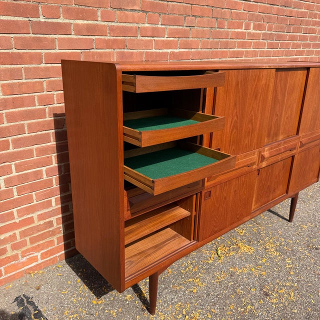 Burnt Umber 1960s Johannes Andersen Danish Modern Teak Highboard Cabinet, Attributed For Sale - Image 8 of 12