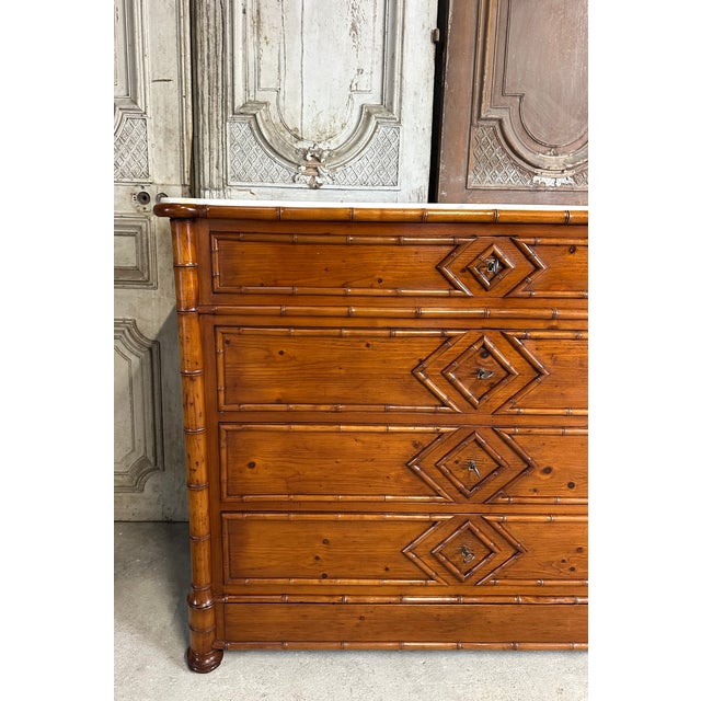 Antique Chest of Drawers in Faux Bamboo, 1880s For Sale - Image 5 of 15