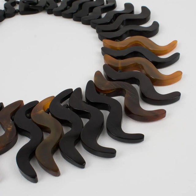 Black Monies Oversized Faux-Horn Resin Bib Choker Necklace For Sale - Image 8 of 11