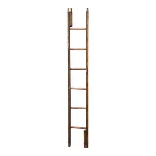 Early 20th Century English Leather-Clad Pole Ladder With Brass Mounts For Sale
