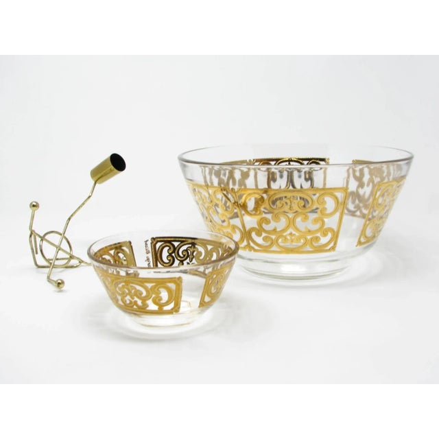 Vintage Georges Briard Spanish Gold 2-Tier Serving Bowl With 22k Decoration For Sale - Image 11 of 13