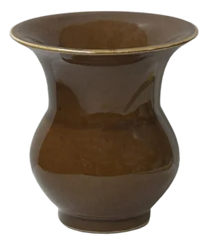 4.5" Chinese Clay Ceramic Coffee Brown Bulbous Shape Vessel Small Vase