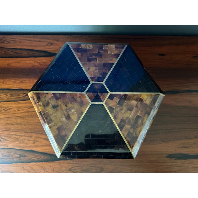 1980s Maitland Smith Tessellated Horn and Penshell Jewelry Box For Sale - Image 5 of 12