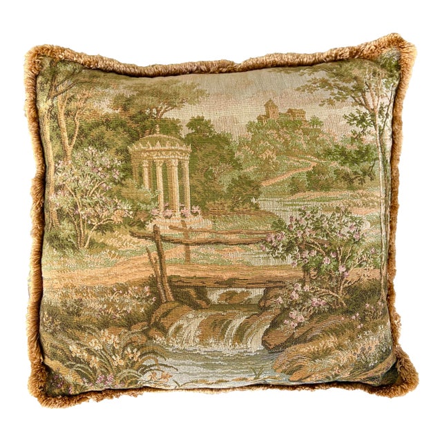 Vintage Decorative Tapestry Pillow For Sale