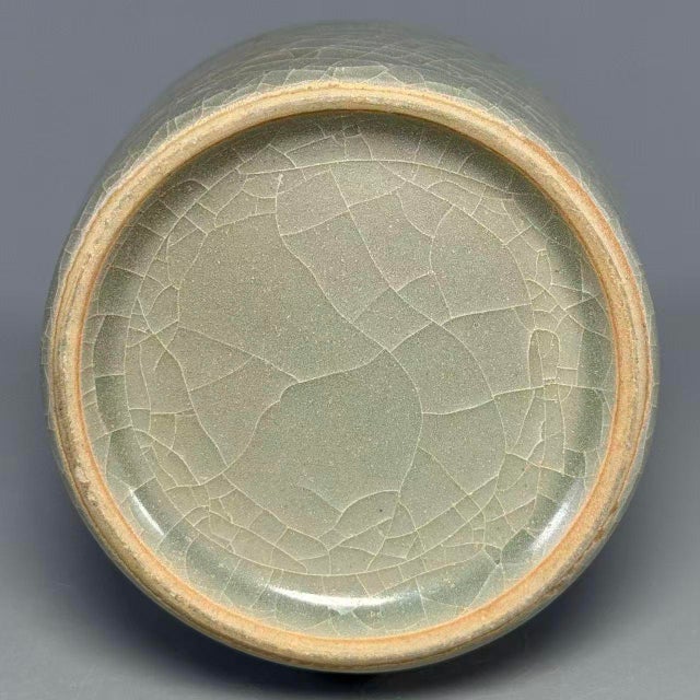 Antique Chinese Longquan Celadon Crackle Glaze Vase For Sale - Image 6 of 6