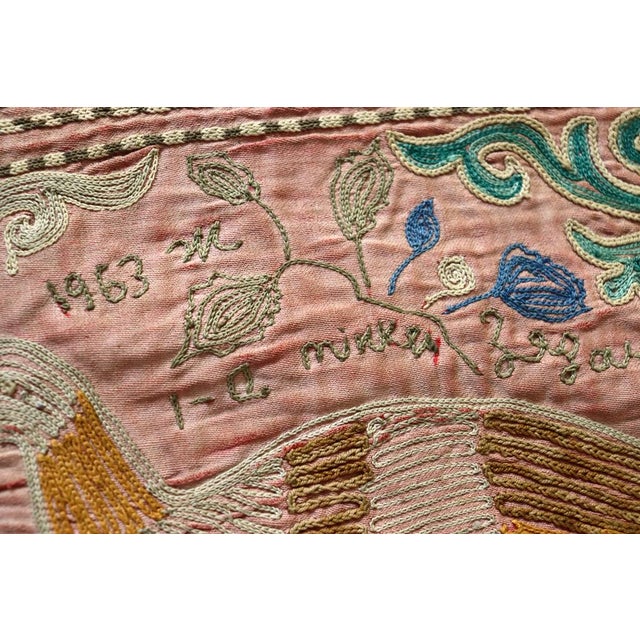 Textile Vintage Kazakh Hand Embroidered Wall Hanging, 1950s For Sale - Image 7 of 17