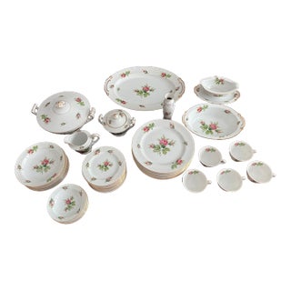 Vintage Wild Rose China Full Dining Set for 6 - 41 pcs For Sale