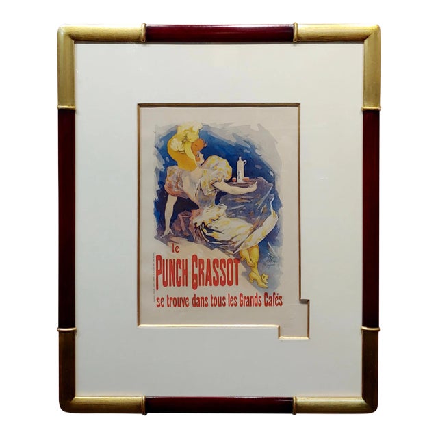 Jules Cheret -Le Punch Grassot - Original 1895 French Liquor Lithograph For Sale
