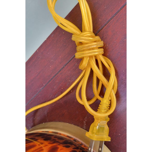 Glass Vintage Blown Tortoiseshell Glass Brass Regency Table Lamp For Sale - Image 7 of 7