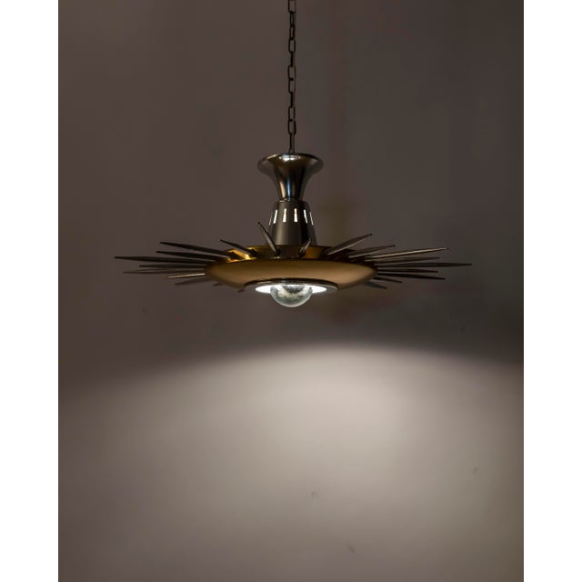 Black Italian Sunburst Pendant Lamps, 1950s, Set of 2 For Sale - Image 8 of 9