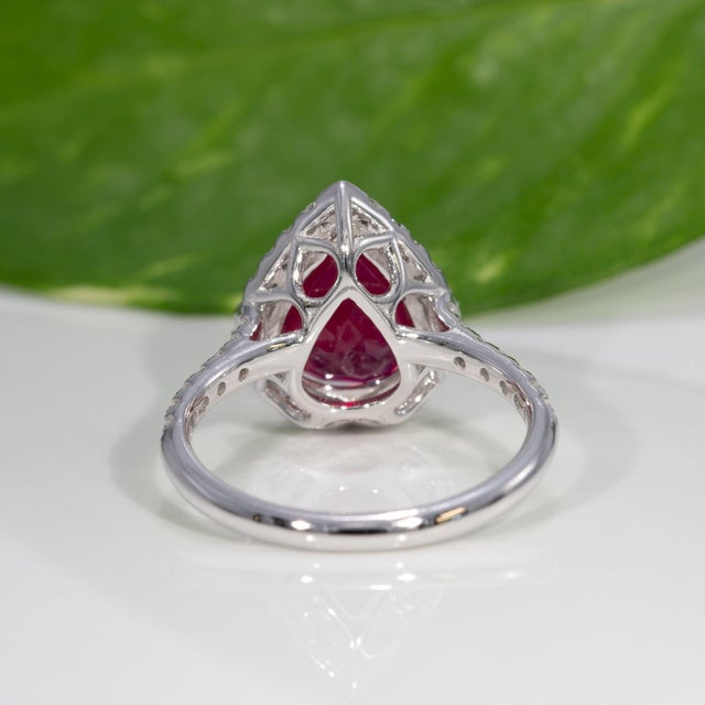 Red 4.3ct Madagascar Ruby Ring With Earth-Mined Diamond Accents: Solid 14k Gold, Size 6.75 For Sale - Image 8 of 9