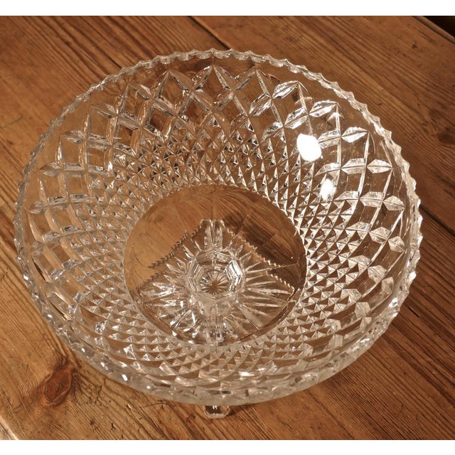 Large French Tazza diamond cut crystal pedestal fruit dish. A beautiful piece of diamond cut crystal, the large dish...