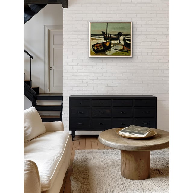 Andre Minaux, Stranded Boats, 1963, Oil Painting on Canvas, Framed For Sale - Image 16 of 18