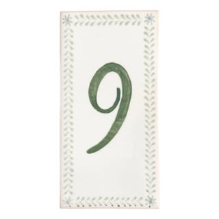 Hand-painted Tile Number, 9 For Sale