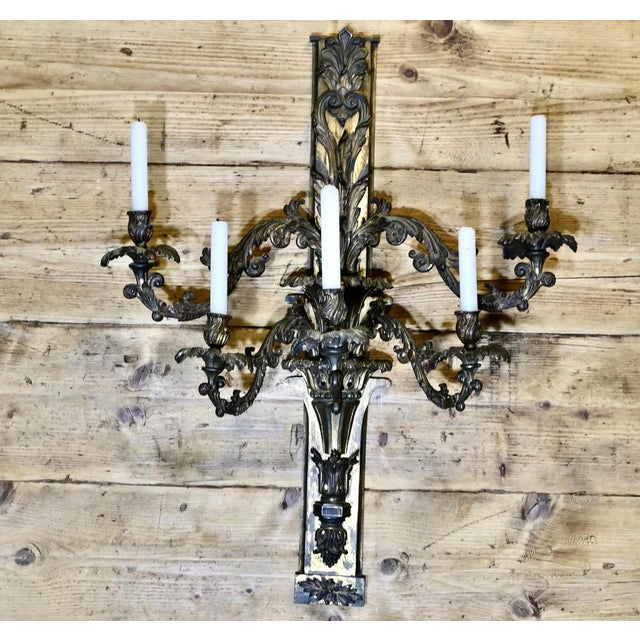 Antique Five-Branch Wall Sconce For Sale - Image 3 of 14