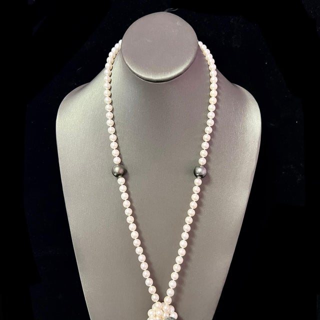 Akoya & Tahitian Pearls Diamond Necklace 18k Gold Certified For Sale In New York - Image 6 of 13