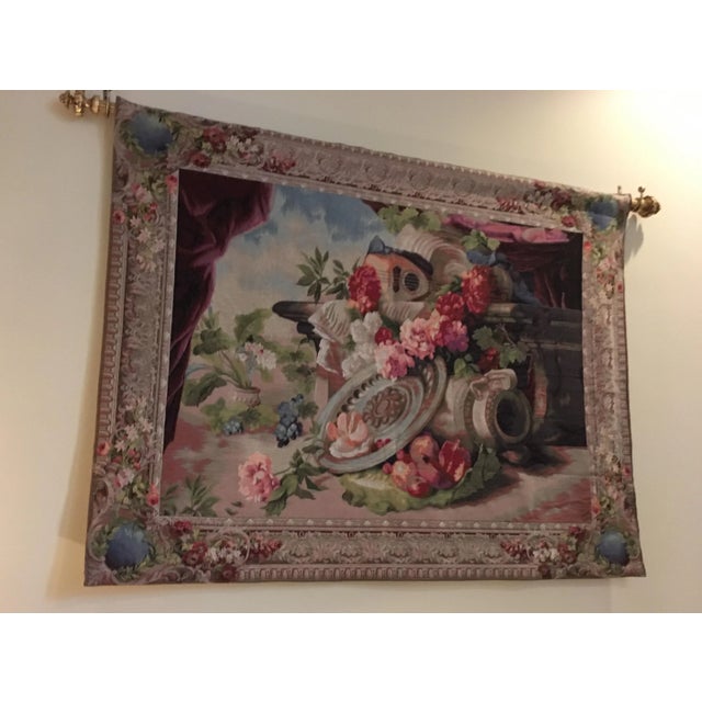 Traditional Belgium Tapestry Still Life For Sale - Image 3 of 11
