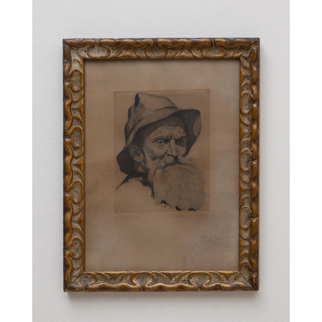 1920s Belgian Passe-partout Man Portrait With Gilded Wooden Frame For Sale In Greensboro - Image 6 of 18
