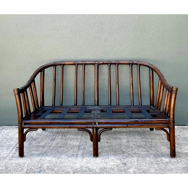 Vintage McGuire Bent Rattan Loveseat For Sale - Image 9 of 12