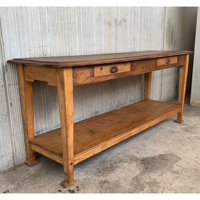 Spanish Early 20th Spanish Mobila Country Farm Table or Butcher Block For Sale - Image 3 of 10