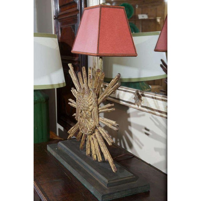 Carved Giltwood Sunburst Mounted as a Lamp For Sale - Image 4 of 8