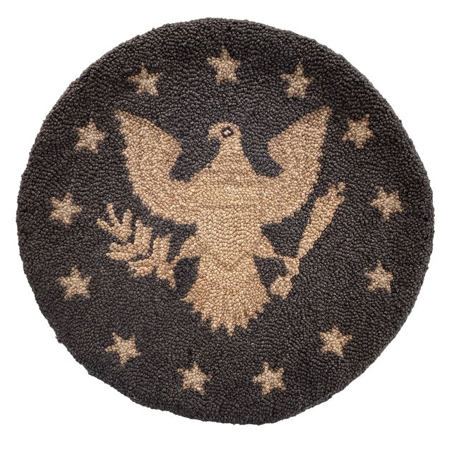 Early 20th C. Hand-Hooked Eagle Wool Chair Pads For Sale In Providence - Image 6 of 8