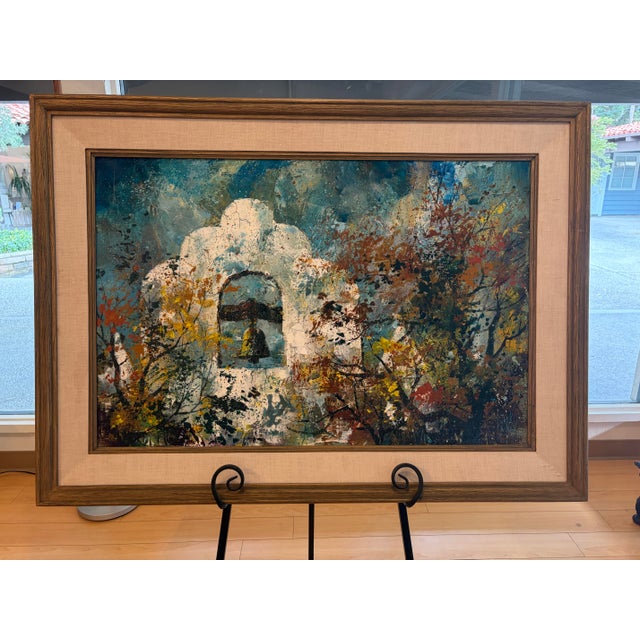 Mission 1969 “Bells at Santa Inés” California Oil Painting by Jack Laycox For Sale - Image 3 of 4